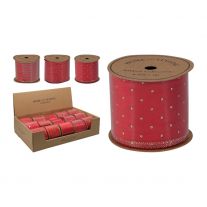 Dekoračná stuha 63x3000 mm, červená farba (mix 3 vzorov, cena /1 ks)