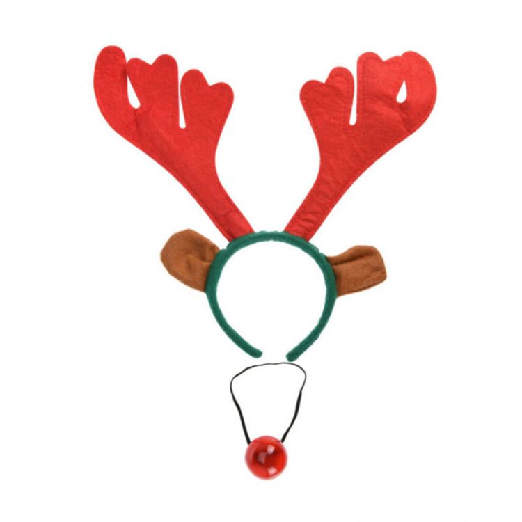 Náhlavná súprava - Sobie parohy + blikajúci nos