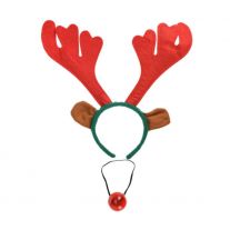 Náhlavná súprava - Sobie parohy + blikajúci nos