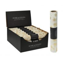 Organza látková 28x250 cm - snehové vločky zlatej farby