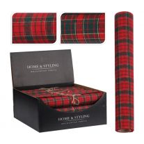 Organza látková 28x270 cm - červená, vzor káro lurex (mix 2 vzorov)