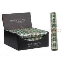 Organza látková 28x270 cm - zelená, vzor káro zlatej farby