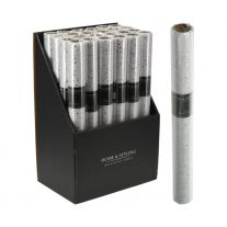 Organza látková 38x200 cm, sieťovaná látka s trblietavým vzorom - strieborná