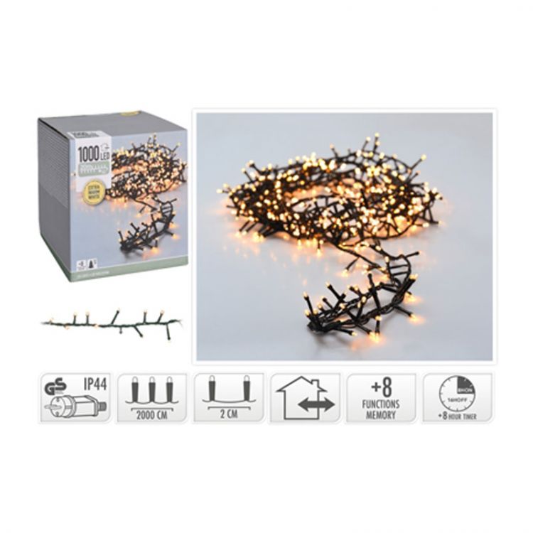 Svetelná reťaz 1000 LED extra biela teplá, dĺžka 20 m, 230V (vonk. použitie)