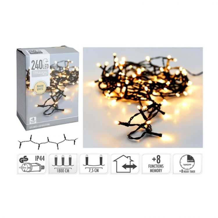 Svetelná reťaz 240 LED biela teplá, dĺžka 18 m, vonk. použitie, 230V