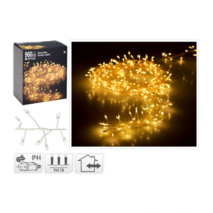 Svetelná reťaz 960 LED biela teplá, dĺžka 9,6 m, vonk. použitie