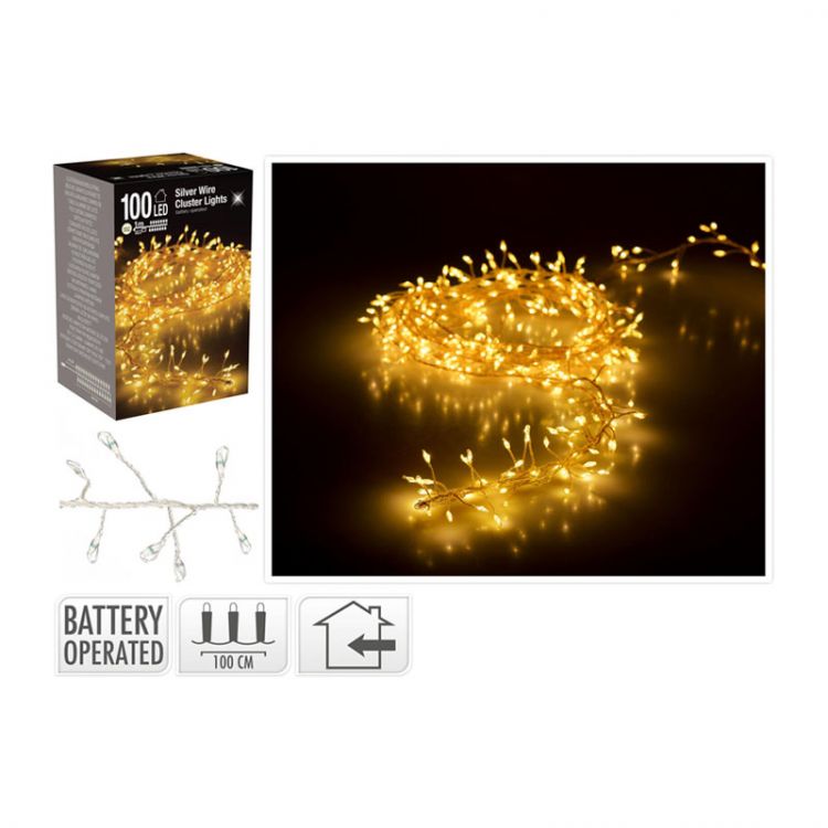 Svietiaca reťaz 100 LED teplá biela, dĺžka 1 m