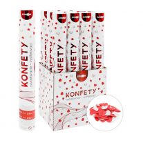 Vystreľovacie konfety - tuba 40 cm, biele a červené papierové srdiečka