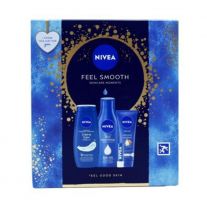 Nivea gift set Feel Smooth body lotion 250ml+shower gel 250ml+hand cream 100 ml+lip balm 4,8g