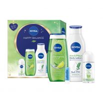 Nivea gift set Happy Balance shower 250ml+body lotion 400ml+roll on 50ml+labello