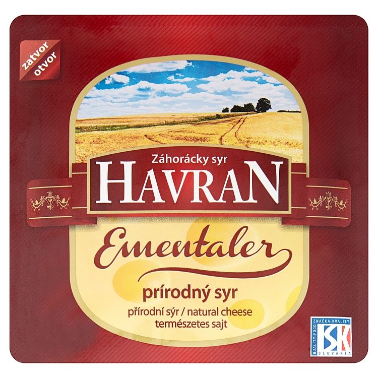 Havran Záhorácky syr Ementaler prírodný syr plátky 100 g