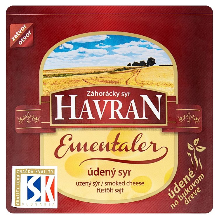 Záhorácky syr Havran Ementaler údený syr plátky 100 g - eDELIA.sk