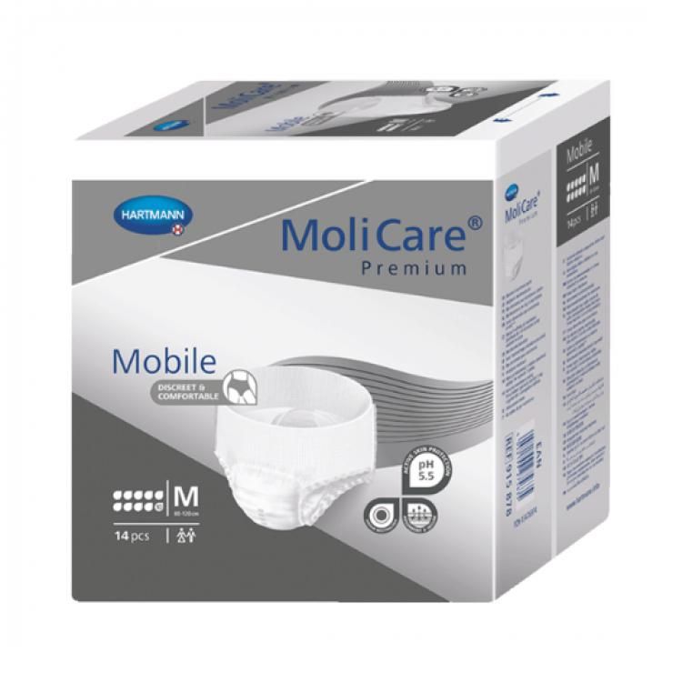MOLICARE Premium mobile 10 kvapiek M nohavičky inkontinenčné plienkové sivé 80 - 120 cm 2626 ml 14 ks