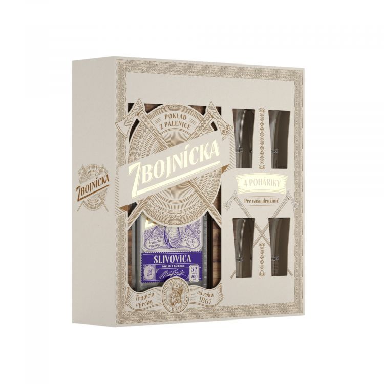 Zbojnícka Slivovica GB 4 poháriky 52% 0,7l
