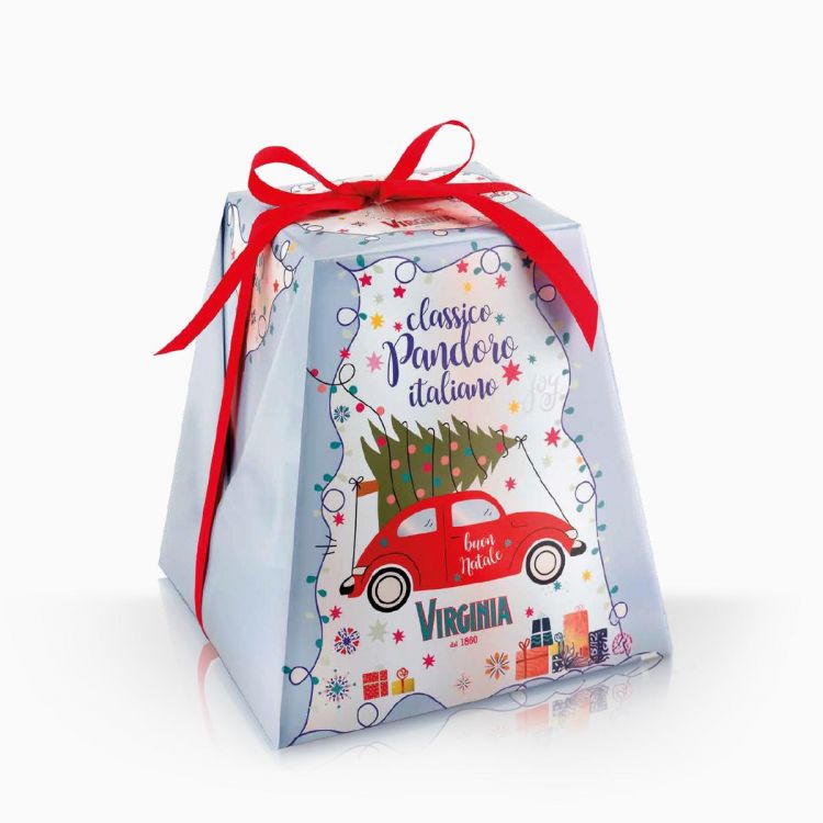 Virginia Panettone Veronese Pandoro svetlomodrá ručne balená krabička so stuhou 1000g