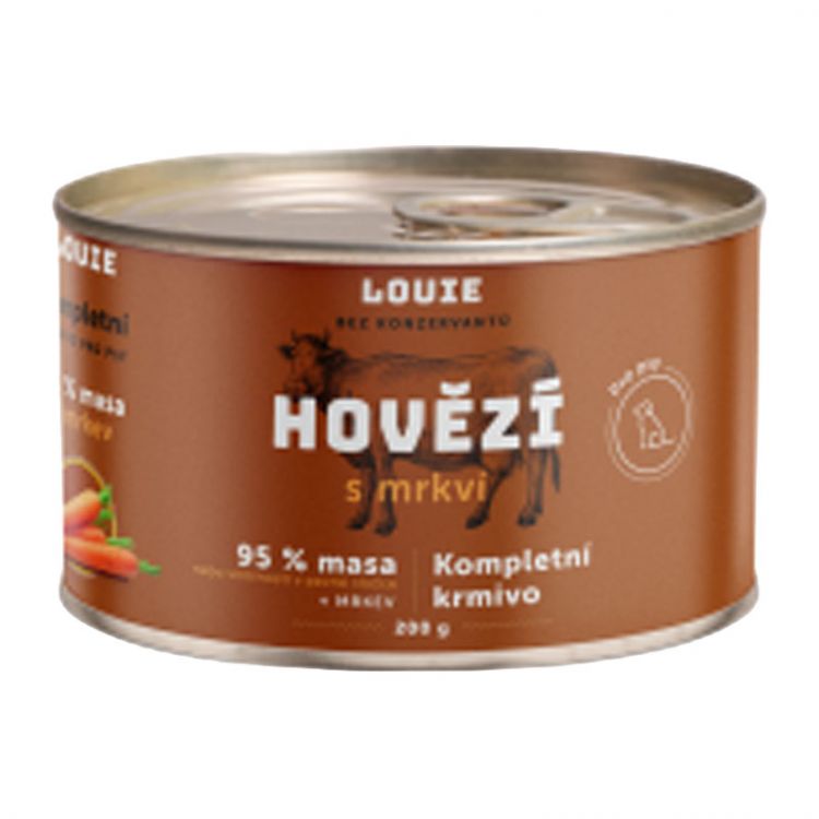 LOUIE Hovädzie mäso (95 % v pevnej časti) s mrkvou a prebiotikami 200 g