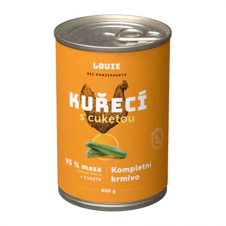 LOUIE Kuracie mäso (95 % v pevnej časti) s cuketou a prebiotikami 400 g