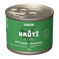 LOUIE Morčacie mäso (95 % v pevnej časti), s ryžou a prebiotikami 200 g