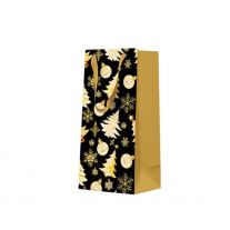 Darčeková taška vianočná 10x7x22 cm Golden Christmas Trees black
