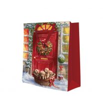 Darčeková taška vianočná 17x6x17 cm Basket with Puppies