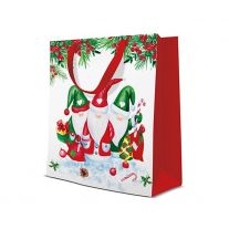 Darčeková taška vianočná 20x10x25 cm Christmas Gnomes