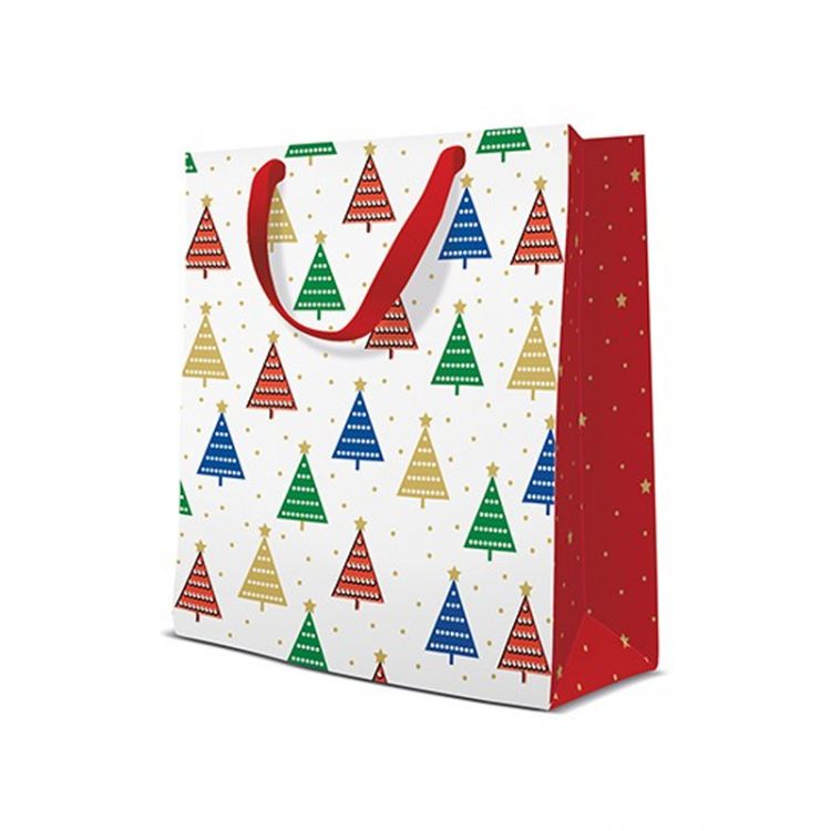Darčeková taška vianočná 20x10x25 cm Colorful Christmas Trees