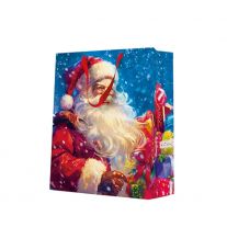 Darčeková taška vianočná 26,5x13x33,5 cm Santa Claus with gift boxes