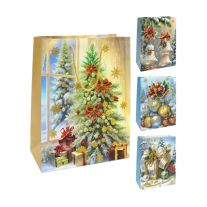 Darčeková taška vianočná 26x10,5x32 cm (mix 4 dizajnov /cena za 1 ks)