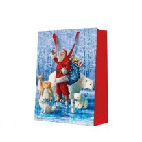 Darčeková taška vianočná 30x12x41 cm Santa Claus With Animals