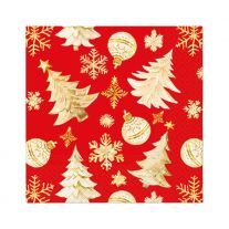 Obrúsky PAW L 33x33cm Golden Christmas Trees Red