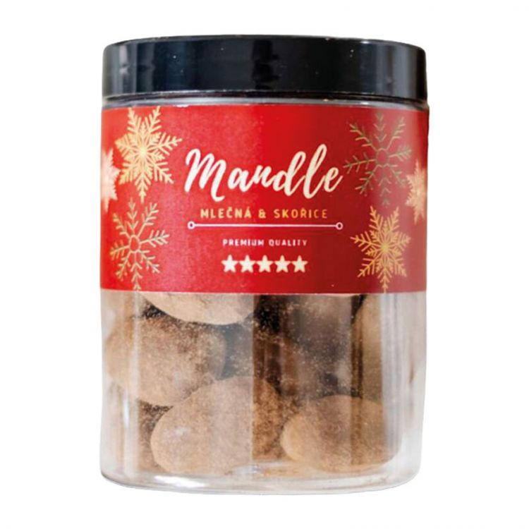 Dóza Mandle v mliečnej čokoláde a škorici 200g