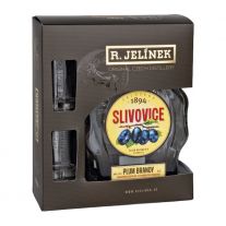 Rudolf Jelínek Slivovica williams 50% budík 700 ml + 2 poháre
