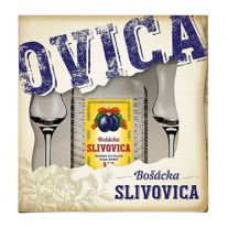 Bošácka slivovica 52% 0,7 l  OVICA + 2 poháre