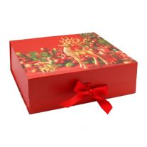 Darčeková krabica s mašľou 33 x 25 x 12 cm - vianočný jeleň