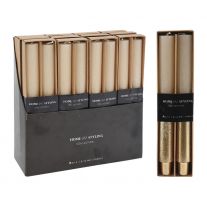 Večerné sviečky 25 cm, krémová / metalická farba (2 ks)