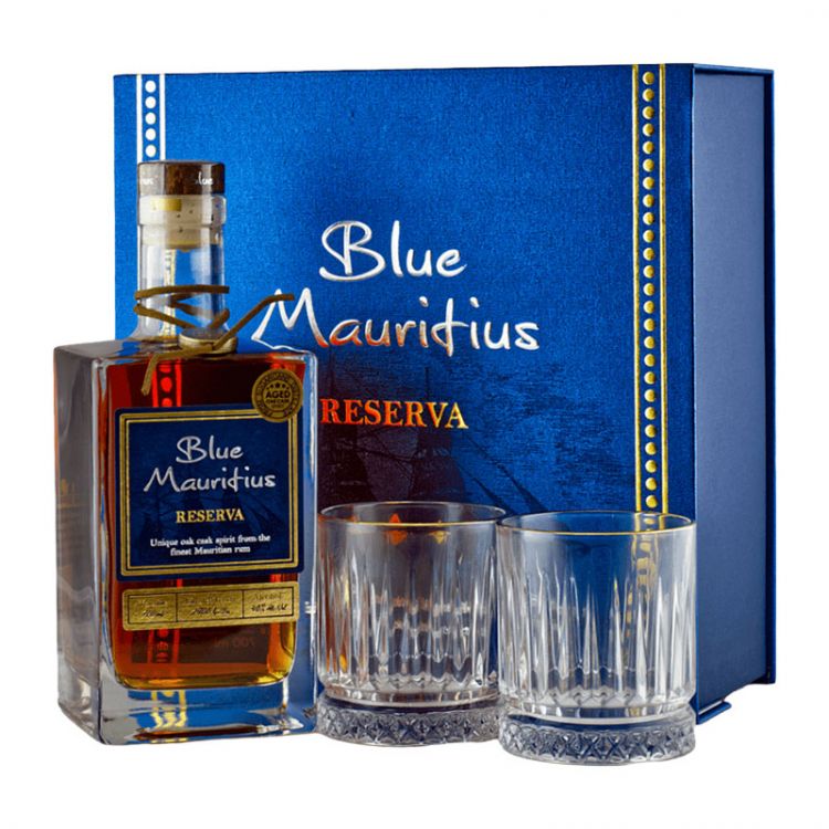 Blue Mauritius Reserva Rum 0,7l 40% GB + 2 poháre