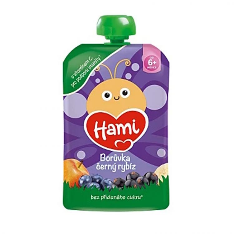 HAMI kapsička Jablko banán čierne ríbezle čučoriedky 100g