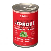 LOUIE konzerva pre psov - bravčové mäso so špenátom a prebiotikami 200 g