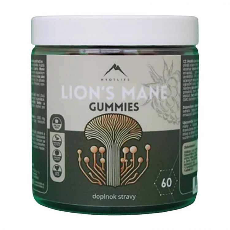Hrotlife Gumové cukríky s výťažkom z Lion´s mane s malinovou príchuťou 60pcs.