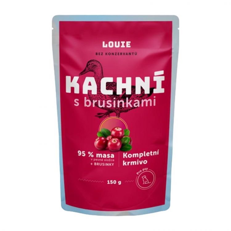 LOUIE kačacie vrecko (95 % pevnej časti) s brusnicami, vitamínmi a minerálmi 150 g