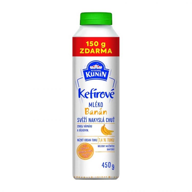 KUNÍN Kefírove mlieko banán 300g + 150g zdarma