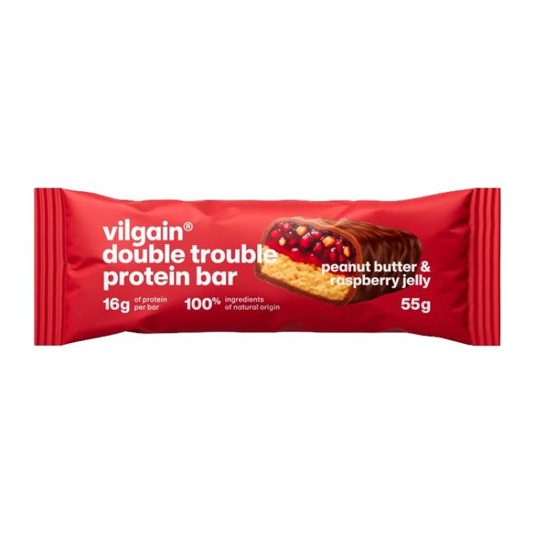 Vilgain Double Trouble Protein Bar arašidové maslo & malinový džem 55 g