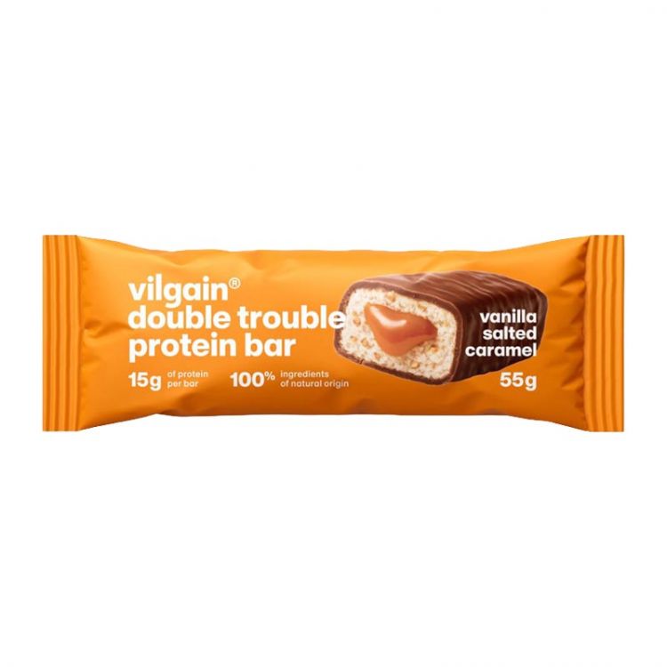 Vilgain Double Trouble Protein Bar vanilka so slaným karamelom 55 g