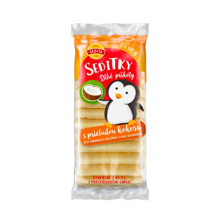 Sedita Seditky Piškóty dlhé s príchuťou kokosu 220 g