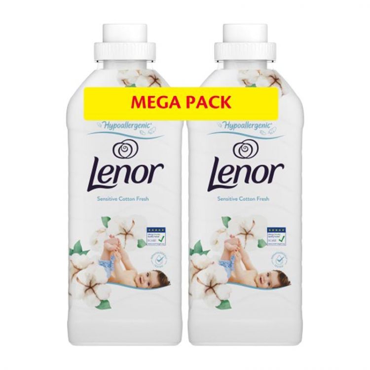 Lenor Softener Liquid Hypoallergenic Sensitive Cotton Fresh 2 x 37 PD  925 ml