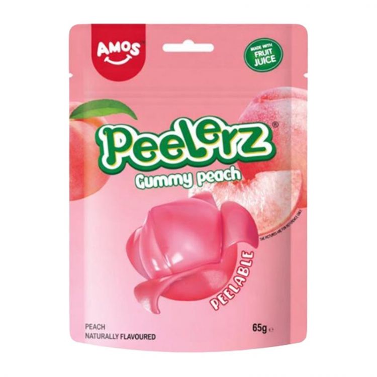 Amos Peelerz vylupovacie gumové cukríky broskyňa  65 g