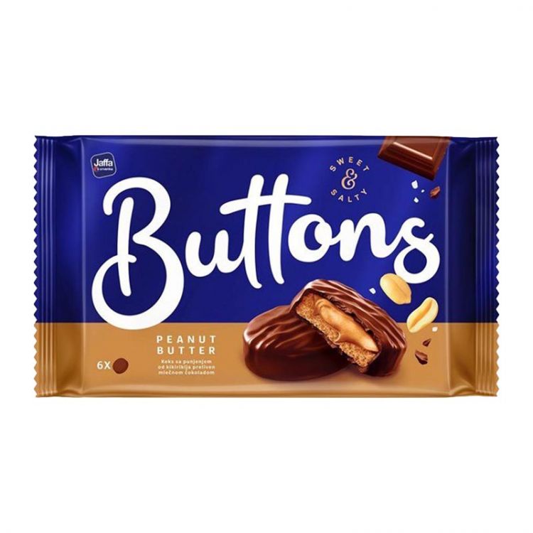 Jaffa Buttons čokoládové sušienky s arašidovou náplňou 95g