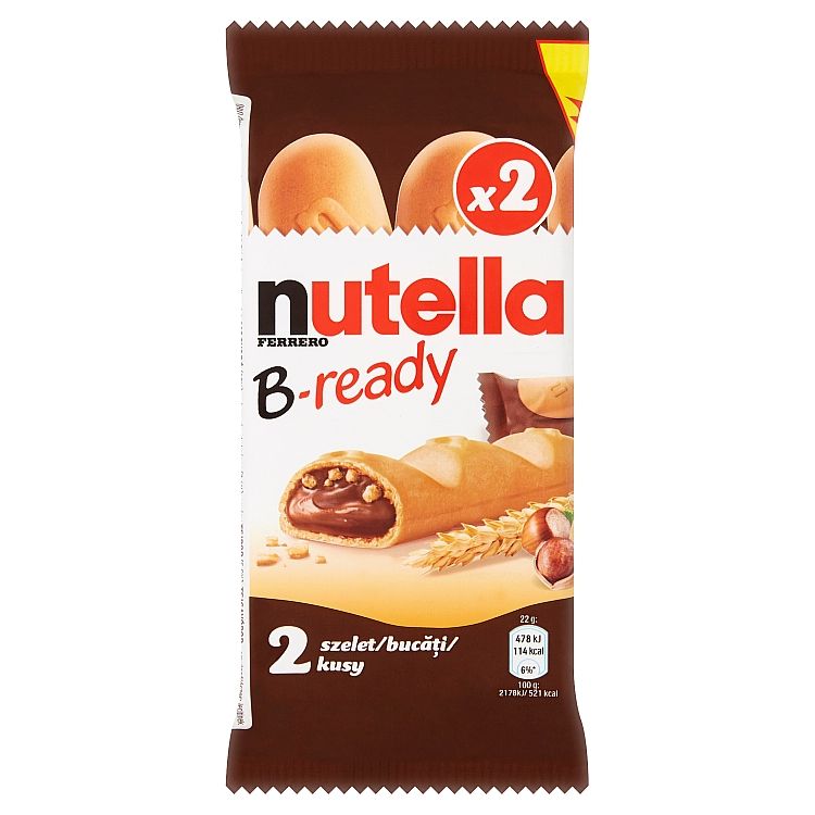 Nutella B-ready Oblátka plnená nátierkou z lieskovcov a kakaa a malými pšeničnými chrumkami 2 x 22 g - eDELIA.sk