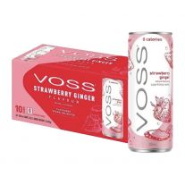 VOSS perlivá voda, príchúť jahoda-zázvor 0,33l Plech