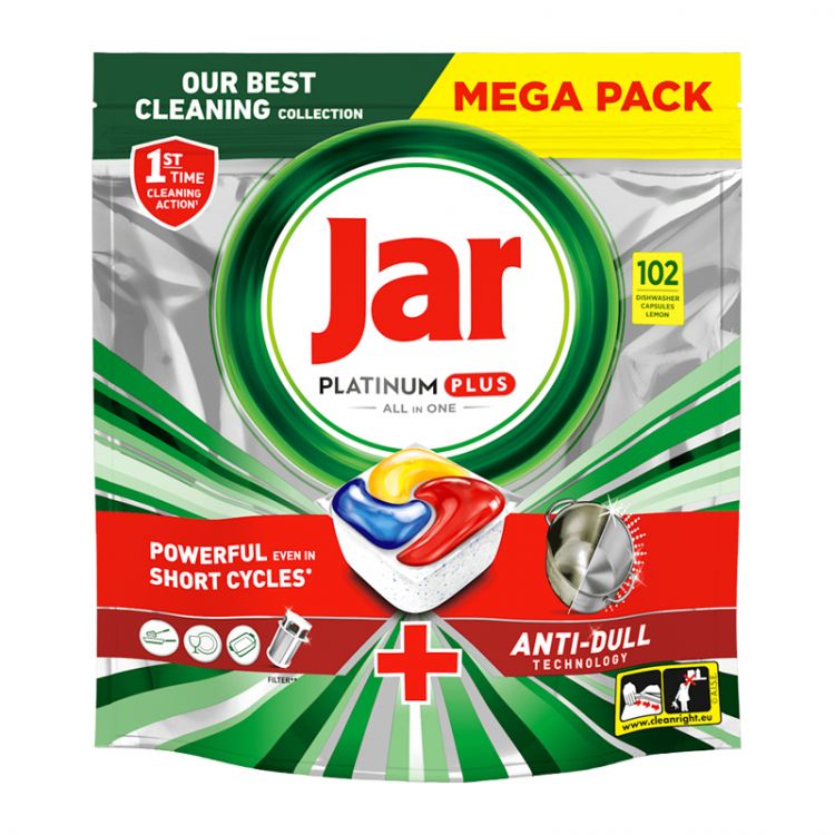Jar Tablety do umývačky riadu Platinum Plus All in One Lemon 102 ks